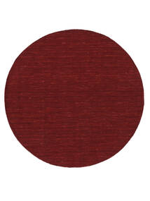  Kelim Loom - Dark Red Koberec Ø 150 Moderní Ruční Tkaní Oválný Tmavě Červená/Bílý/Krém (Vlna, Indie)