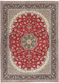  Isfahan Hedvábná Osnova Koberec 300X417 Orientální Ručně Tkaný Červená/Světle Šedá Velký ()