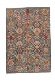  Kelim Afghán Old Style Koberec 215X312 Orientální Ruční Tkaní Bílý/Krém/Tmavě Hnědá/Černá (Vlna, Afghánistán)