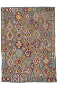  Kelim Afghán Old Style Koberec 174X243 Orientální Ruční Tkaní Tmavě Hnědá/Černá (Vlna, Afghánistán)